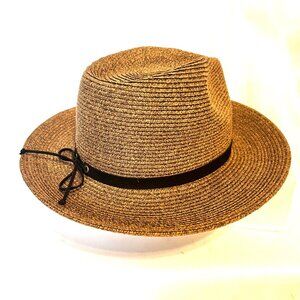 Lucky Brand Tan/Brown Straw Women's Hat-Fedora-OSFM-Sun Protection-Vacation